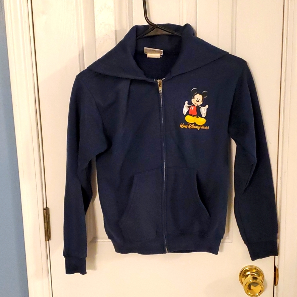 Disney Kids Zippered  Navy Blue Pullover Front and Back Color Graphics,  Small